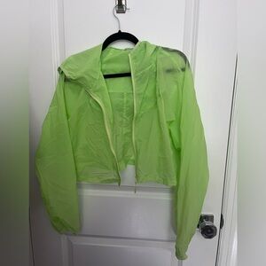 Neon green cropped nylon jacket